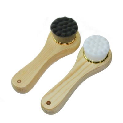 Wood Handle  Bamboo Charcoal Hair Facial Cleansing Brush