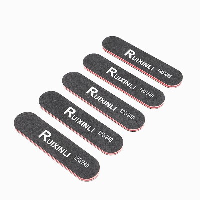 RUIXINLI Double Sided 120/240 Grit 10 Pieces Black Sanding Bulk Nail Files