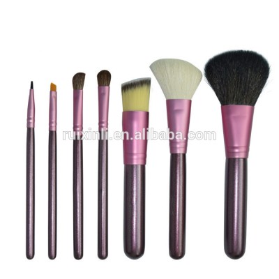 Customized Logo 7pcs Makeup Brushes Goat Hair Cosmetic Brush Set with Barrel Blusher Foundation Concealer Eyeshadow Brush